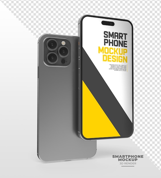 A phone mockup for a smartphone with a black and yellow background.
