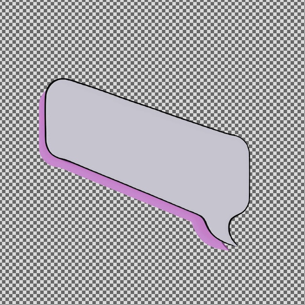 a purple speech bubble with a purple ribbon on it