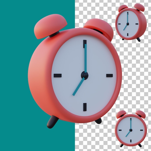 A red alarm clock 3d render