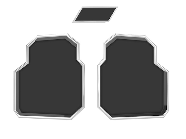 a set of metal buttons with the word's on them
