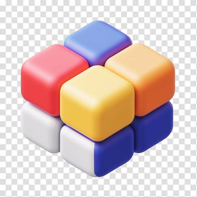 A simple app icon of an isometric Rubiks cube on transparent background