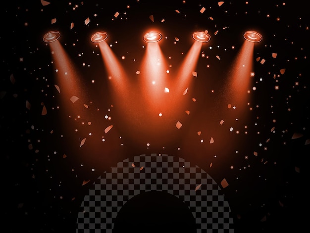 a stage with a spotlight and a sign that says  s under it