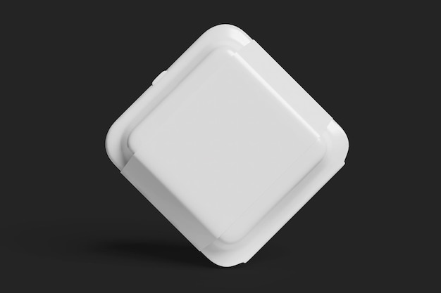 a white square container with a white lid that says  square
