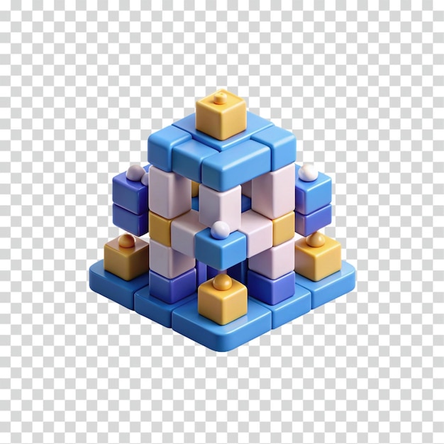 Abstract 3D Block Structure Complex Puzzle of Color and Shape