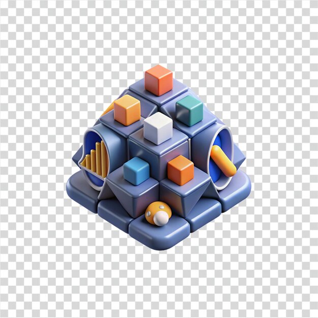 Abstract 3D Cube Data Visualization Modular Design Geometric Patterns and ColorCoded Information