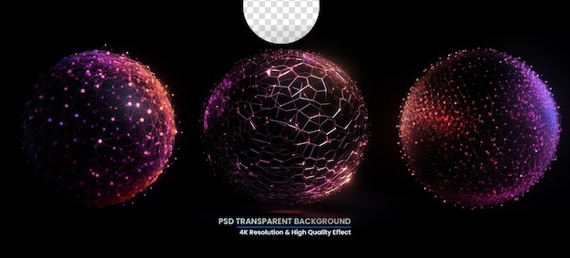 Abstract 3d global network render on Transparent background