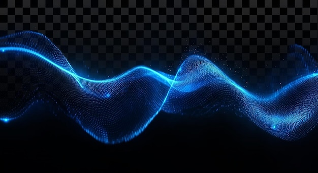 Abstract blue sound wave background with glowing lines on transparent background