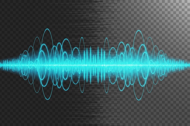 Abstract Blue Sound Wave isolated on Transparent Background