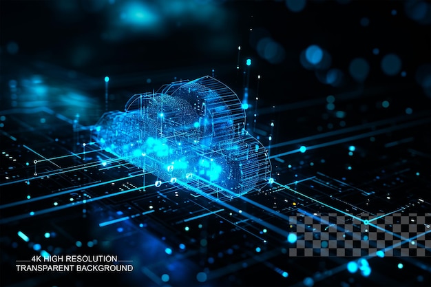 Abstract cloud computing structure The data transfer concept on transparent background