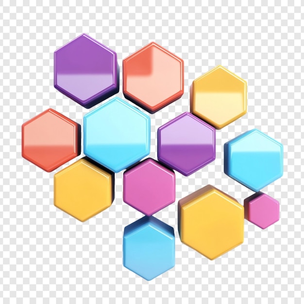 abstract colorful hexagon composition a vibrant array of glossy hexagons in various colors arranged in a dynamic overlapping pattern the hexagons create a visually appealing modern design