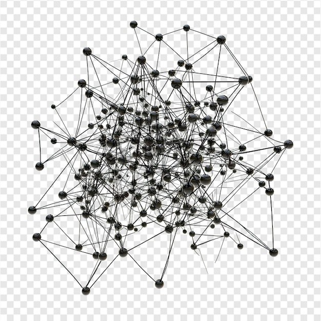 abstract complex structure with circles on a transparent background