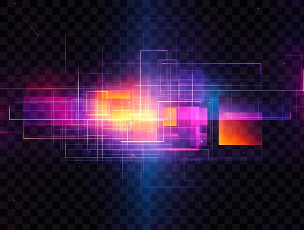 Abstract digital background with glowing light and patterns on transparent background