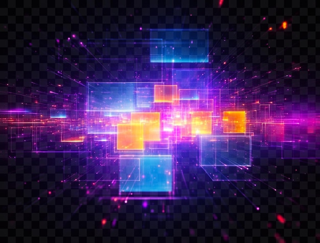 Abstract digital background with glowing light and patterns on transparent background