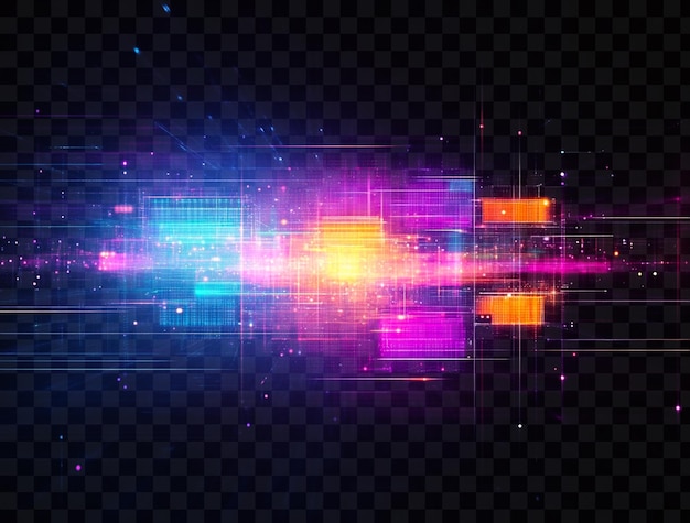 Abstract digital background with glowing light and patterns on transparent background
