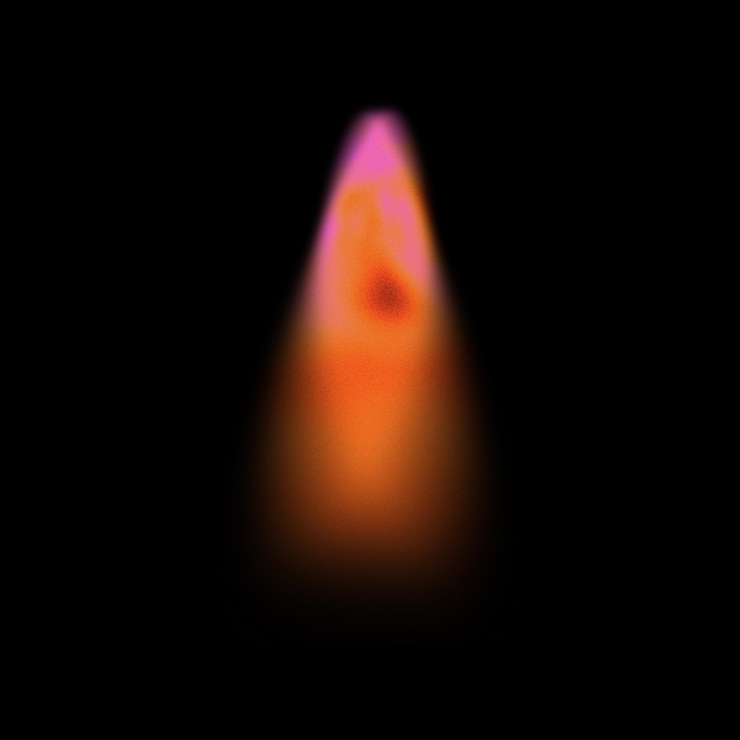 PSD abstract flame with glowing orange and pink colors on a black background