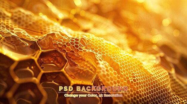 abstract futuristic hexagonal golden background 3d rendering