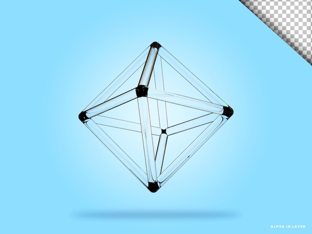 Abstract geometric shape futuristic dispersion glass material design 3d rendering