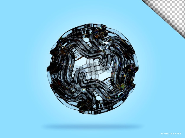 abstract geometric shape futuristic dispersion glass material design 3d rendering