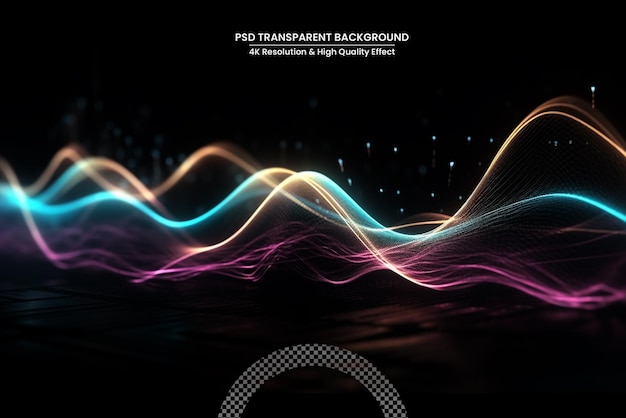 Abstract Glow Waves Shiny golden moving lines design element with glitter effect on dark background