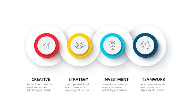 Abstract horizontal infographic Process visualization with 4 steps
