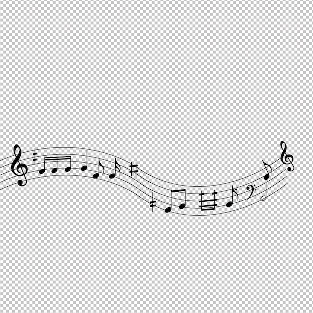 Abstract music notes flowing design on white background
