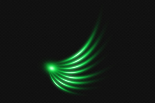 Abstract neon curve flare light on transparent background