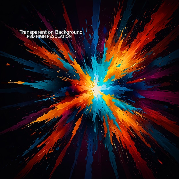 abstract shapes exploding in chaotic colorful motion on black background