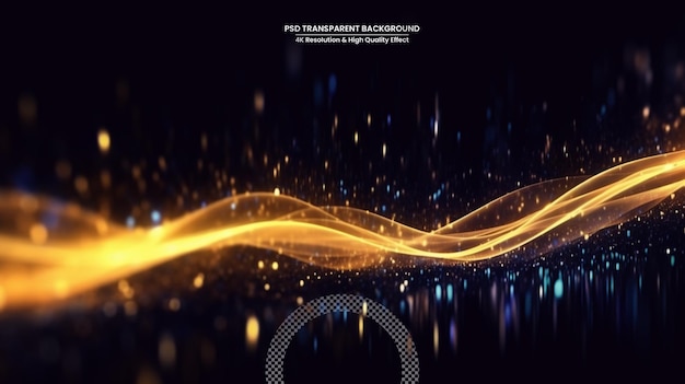 abstract shiny color gold wave design element with glitter effect on transparent background