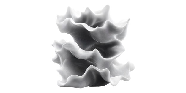 Abstract White Sculpture Inspired by Shell Curves Isolated on Transparent Background
