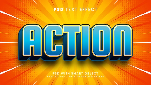 Action strategy goal 3d editable text effect with happy and kids text style