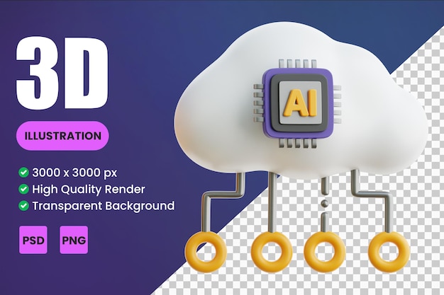 ai data cloud 3d icon illustrations