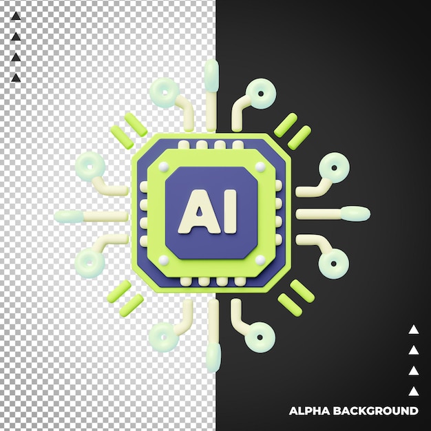AI Microchip 3D Illustration