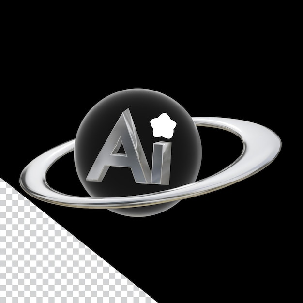 AI Planet Logo text Graphic Design Silver Metallic Concept Materials