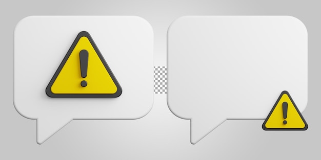 Alert caution chat on transparent background 3D Render