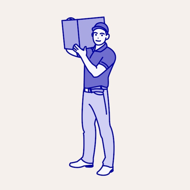 an illustration of a man holding a box with a man holding it