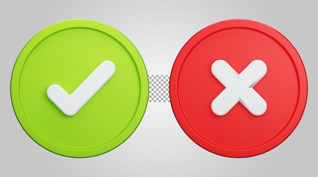 approve reject 3d button isolated on transparent background