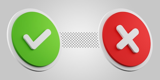 approve reject symbol isolated on transparent background. 3d render