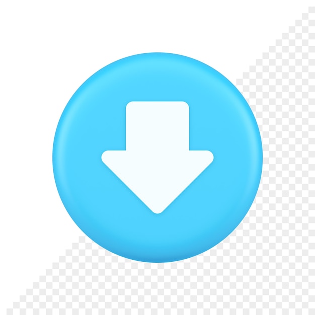 Arrow down button keyboard navigation pointer cyberspace downloading web app 3d icon