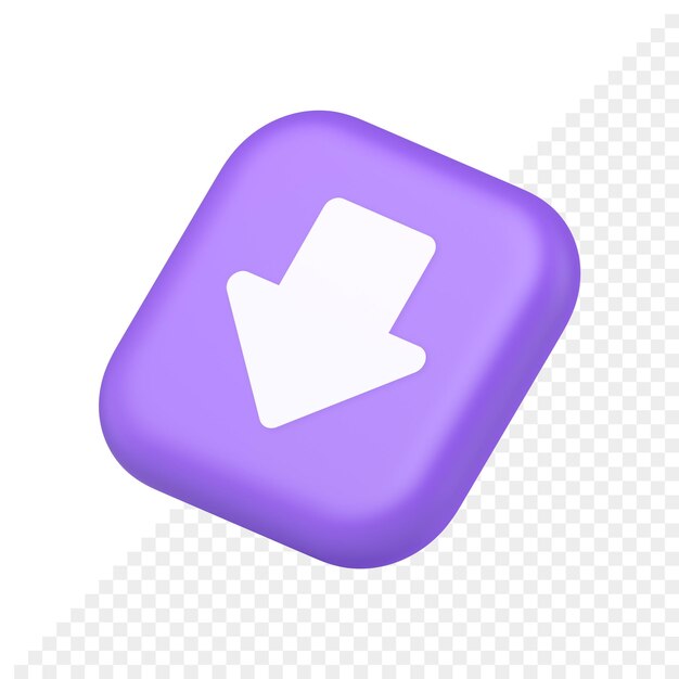 Arrow down button keyboard navigation pointer cyberspace downloading web app 3d isometric icon