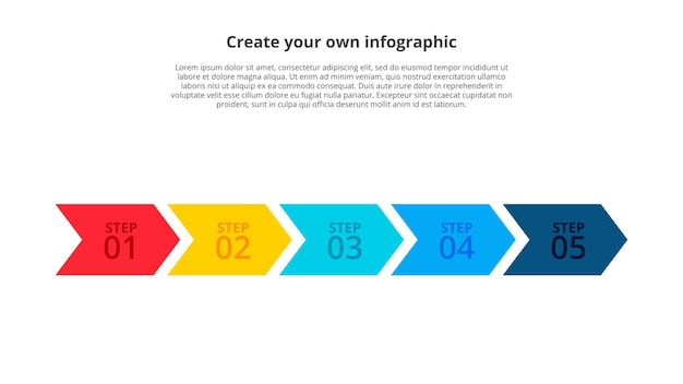 Arrow timeline infographic Abstract elements for business presentation with 5 steps