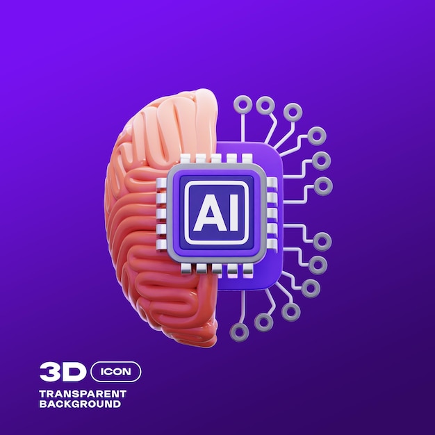 Artificial Intelligence Chip 3D Illustration Icon PNG Template