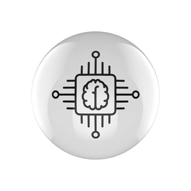 Artificial Intelligence Chip with Brain Icon