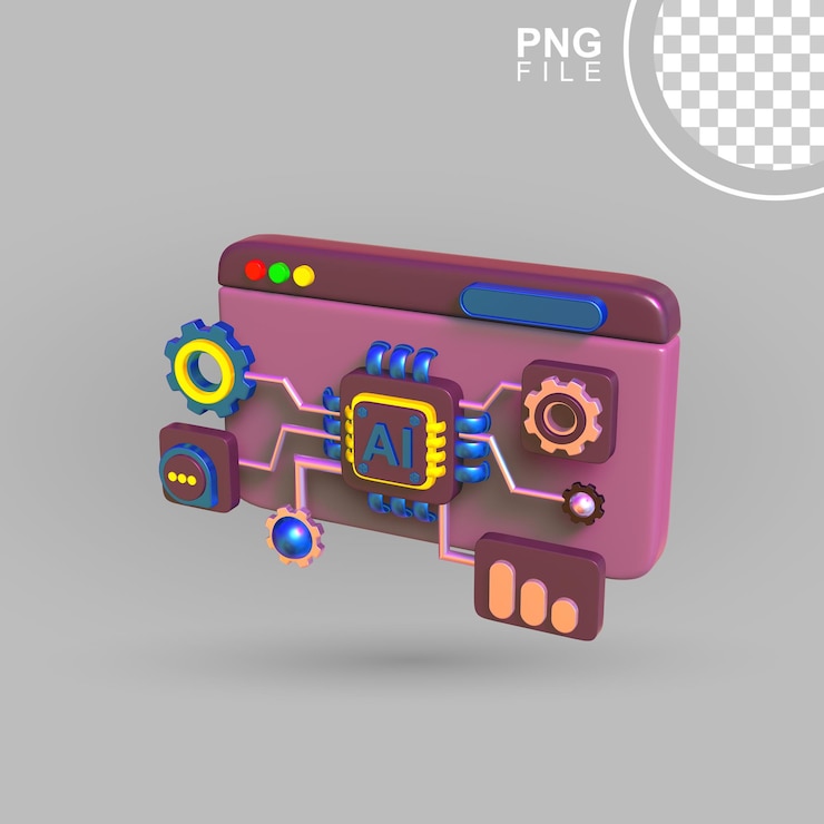 PSD artificial intelligent web automation 3d icon design