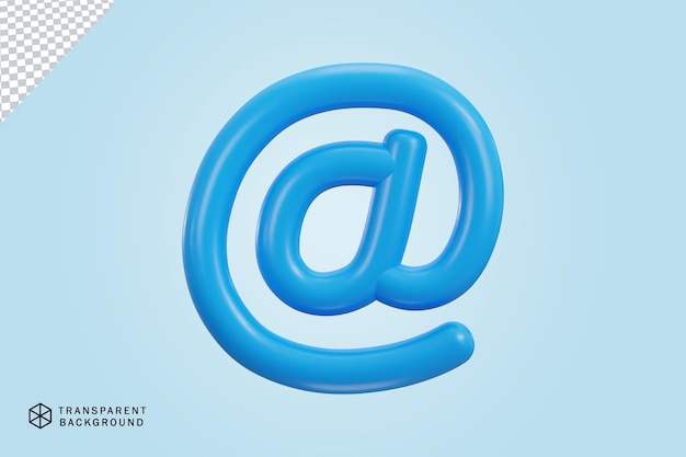 at the rate sign on email icon 3d rendering vector illustration