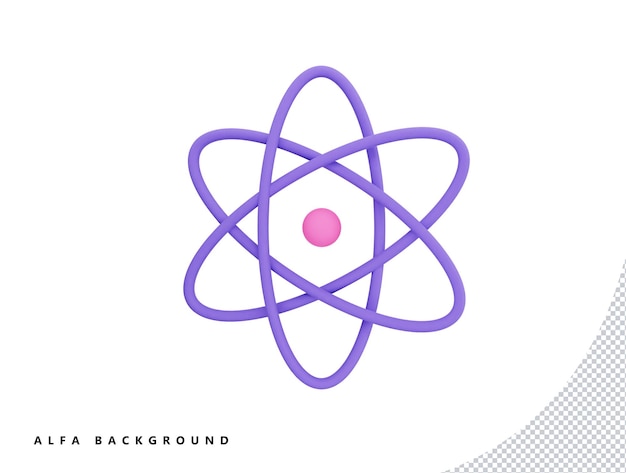atom orbital electrons nuclear energy with 3d vector icon cartoon minimal style