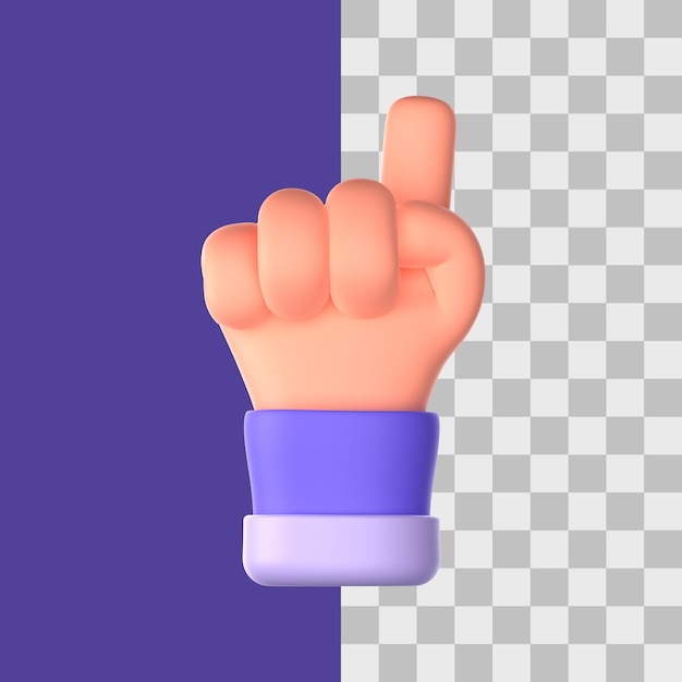 attention hand gesture in 3d render for graphic asset web presentation or other