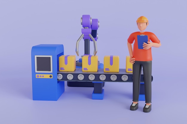 automated robotic conveyor belt for packaging of products in cardboard boxes