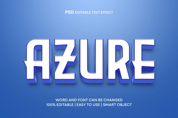 Azure editable 3d text effect