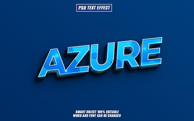 azure text effect font editable typography 3d text