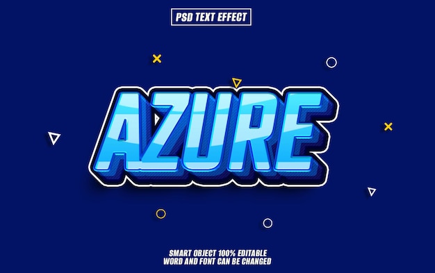 azure text effect font editable typography 3d text